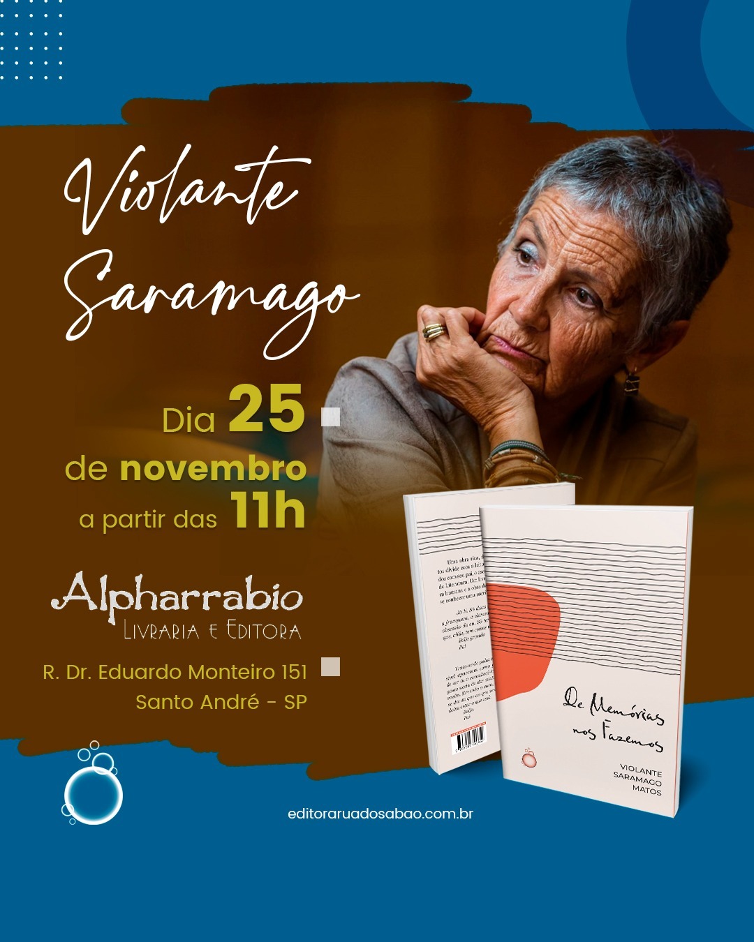 Conversa de livraria e lançamento do livro “De Memórias nos Fazemos”, de Violante Saramago Matos